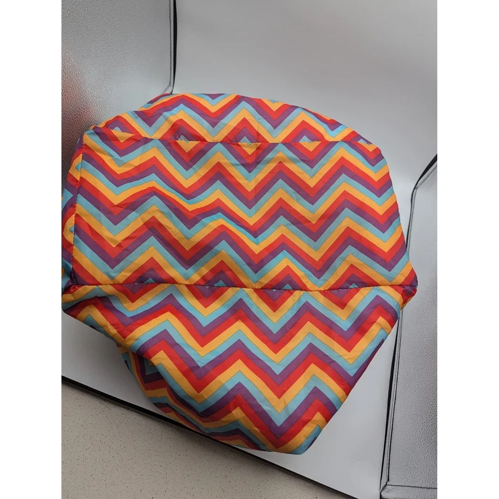 Sachi Insulated Shopping Cart Bag Multicolor Chevron Foil Lined Tote